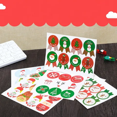 Adesivi Sigillanti Natalizi Etichette Autoadesive Per Confezioni Regalo Motivi Merry Christmas Per Buste Scatole Arredo