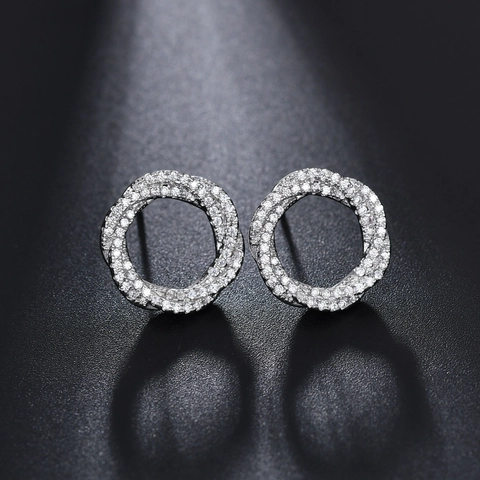 Hip Hop Koper Zirconia Micro Pave Twist Rond Oorknopjes Voor Heren Dames Mode Prachtige Goud Zilver Vergulde Sieraden