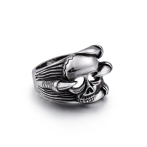 Totenkopf Krallen Ring Vintage 316L Edelstahl Gothic Biker Schmuck Punk Stil Für Männer Antiallergisch