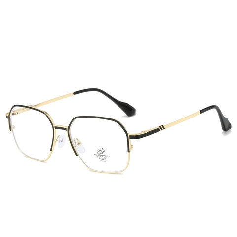 Women Anti Blue Light Glasses Fashion Geometric Square Metal Frame UV400 Protection Large Optical Eyewear Face Slimming