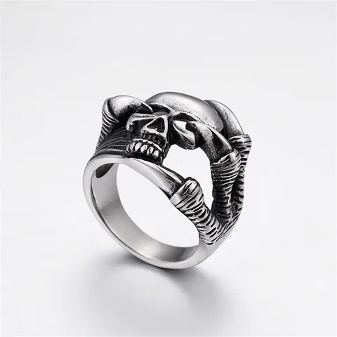 Totenkopf Krallen Ring Vintage 316L Edelstahl Gothic Biker Schmuck Punk Stil Für Männer Antiallergisch
