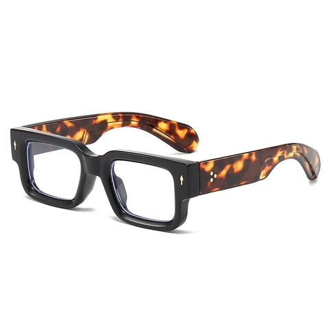 Montatura Occhiali Da Vista Rettangolari Retrò Materiale PC Anti Luce Blu Cornice Spessa Rivetto In Metallo Moda Coreana Adulto