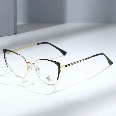 Occhiali Anti Luce Blu Occhi Di Gatto Moda Montatura In Metallo Grande Protezione UV400 Ottici Per Donne Business