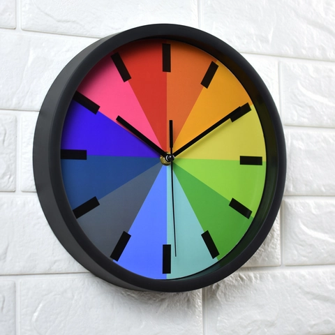 Orologio Da Parete Rotondo Moderno Quarzo Silenzioso Ruota Colori Arcobaleno Decorativo Casa Ufficio