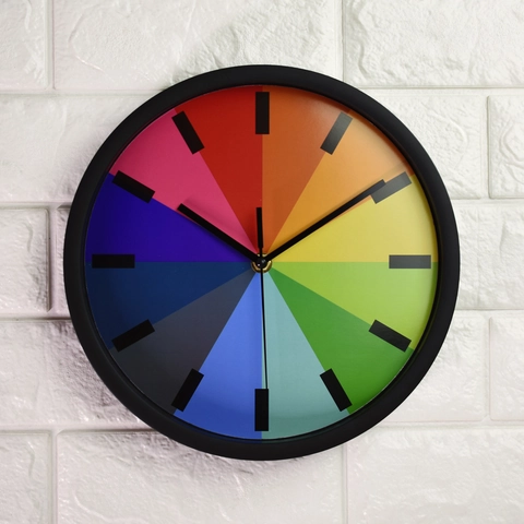 Orologio Da Parete Rotondo Moderno Quarzo Silenzioso Ruota Colori Arcobaleno Decorativo Casa Ufficio