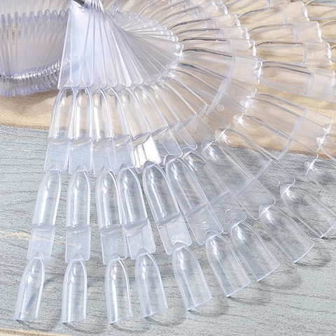 Nail Color Display Swatches Fan Shaped Bamboo Style Plastic Polish Sample Boards With Metal Ring Professional Salon Tool
