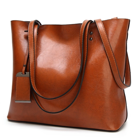 Vintage PU Leather Tote Bag For Women Large Capacity Shoulder Handbag With Rivets And Metal Pendant Retro Office Daily Use