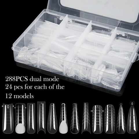 Professional Polygel Nail Forms Transparent Nail Extension Molds Dual System With Scale Marks For Manicure Tools