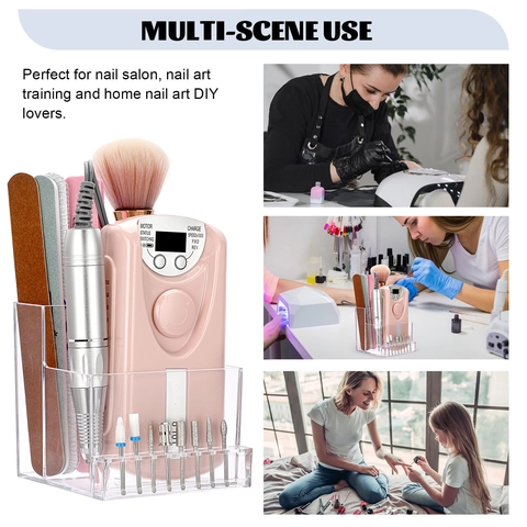 Supporto Per Punte Per Fresa Per Unghie Scatola Di Immagazzinaggio Acrilico Organizzatore Trasparente Accessori Manicure