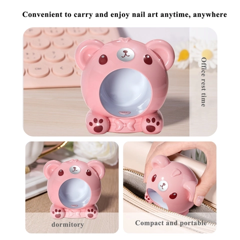 Mini Portable UV LED Nail Lamp Cartoon Bear Shape Handheld Nail Dryer For Gel Polish Fast Drying USB Type-C Manicure Tool