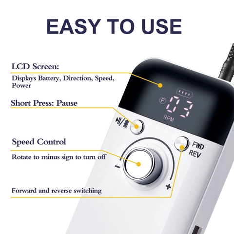 Fresa Per Unghie Elettrica Professionale Portatile Alta Velocità Ricaricabile Display Digitale Per Unghie In Gel Acrilico