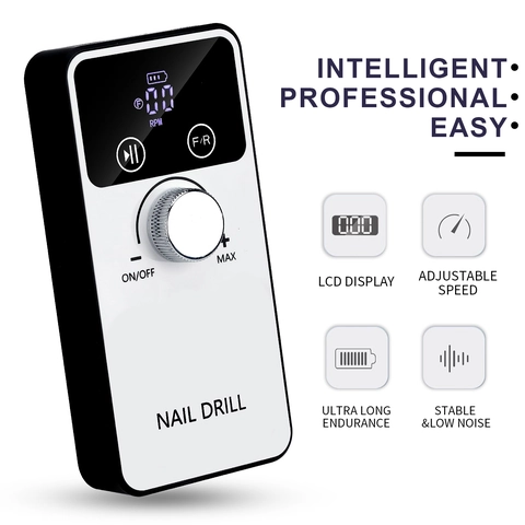 Fresa Per Unghie Elettrica Professionale Macchina Per Manicure E Pedicure Portatile Ricaricabile Con Display LCD Per Unghie In Gel Acrilico