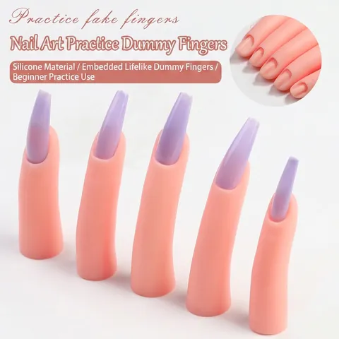 Silicone Practice Fake Fingers For Nail Art Training Realistic Flexible Manicure Training Display Model Tools