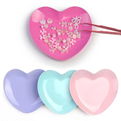 Heart Shaped Mini Tray Stainless Steel Jewelry Storage Plate Nail Art Tool Organizer Desktop Decorative Dish For Accessories