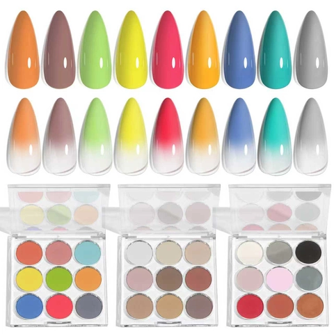 Festes Nagelpuder Palette Verlauf Spiegel Chrom Pigment Aurora Glitzer Klopfanwendung Mit Schwammbürsten Professionelle Nagelkunst