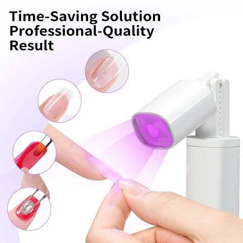 Portable UV LED Nail Lamp Foldable Telescopic Rechargeable Nail Light With LCD Display Phone Holder Mini Handheld White