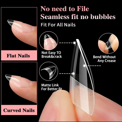 Ultrakorte Soft Gel Kunstnagels Transparant Helder Volledige Dekking Valse Nagels Manicure Verlenging Professionele Tools
