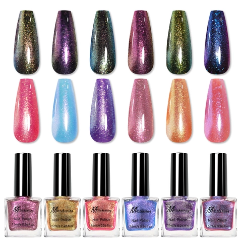 Chameleon Shimmer Nail Polish Glitter Laser Effect Long Lasting Quick Dry Glossy Manicure For Women