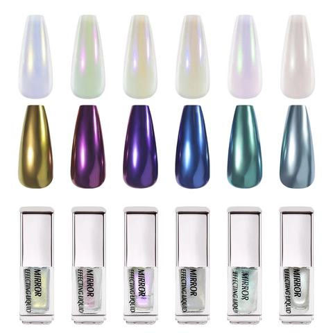 Nail Mirror Effecting Liquid Aurora Chrome Polish Metallic Gloss For Manicure Art Decoration Professional DIY Beauty Accessory