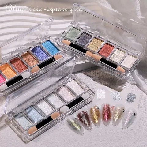 Polvo De Purpurina Para Uñas Sólido Multicolor Aurora Espejo Pigmento Cromo Brillo Perla Artificial Para Decoración De Manicura Profesional Paleta