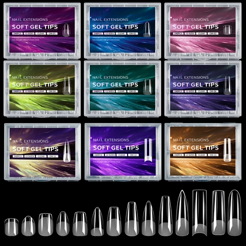 Soft Gel Nail Tips Ultra Thin Half Matte Full Cover False Nails Extensions Salon Manicure DIY Professional Clear
