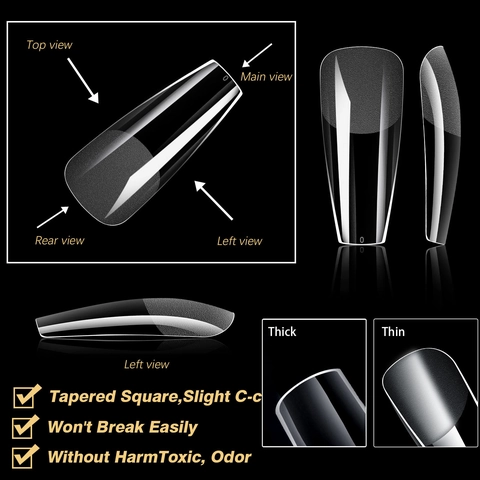 Semi-Frosted Coffin Almond Soft Gel Nail Tips For Professional Extension Women Manicure Tool Flat Head Full Cover Artificial Nails
