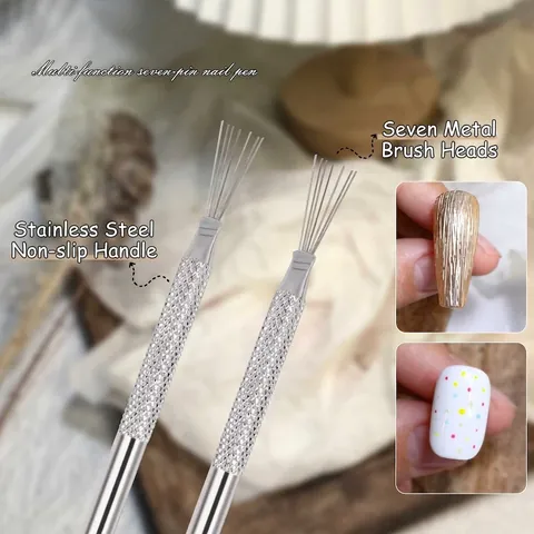 Professionele Roestvrijstalen Nagelkunst Tool Met Meerdere Naalden Voor Het Tekenen Van Textuurpatronen En Lijntjes