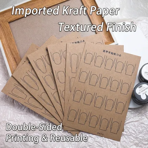 Nagelkunst Malerei Übungskarten Kraftpapier Und PET Folien Tracing Training Werkzeuge Für Anfänger Doppelseitig Wiederverwendbar