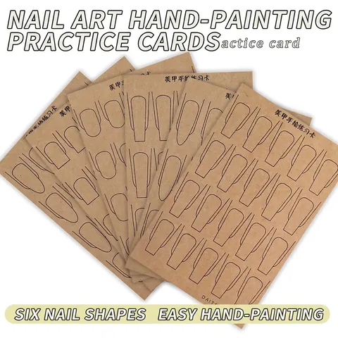 Nagelkunst Malerei Übungskarten Kraftpapier Und PET Folien Tracing Training Werkzeuge Für Anfänger Doppelseitig Wiederverwendbar