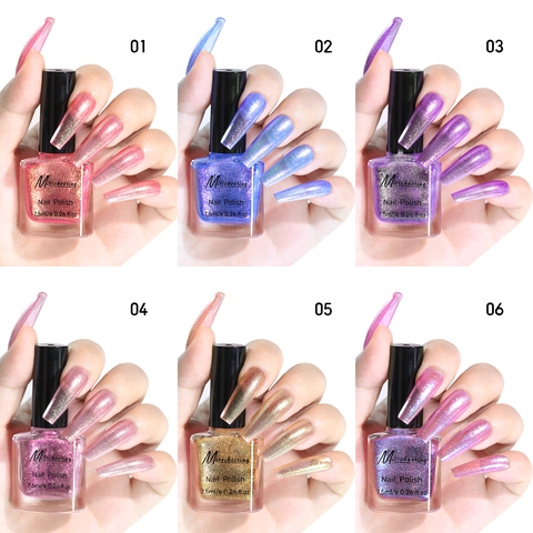 Chameleon Shimmer Nail Polish Glitter Laser Effect Long Lasting Quick Dry Glossy Manicure For Women