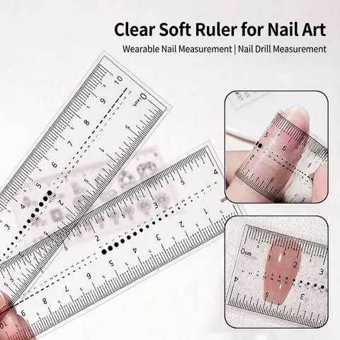 Transparent Soft Ruler For Nail Art Measuring Flexible Dual Scale Precise Manicure Tool For Press On Nails