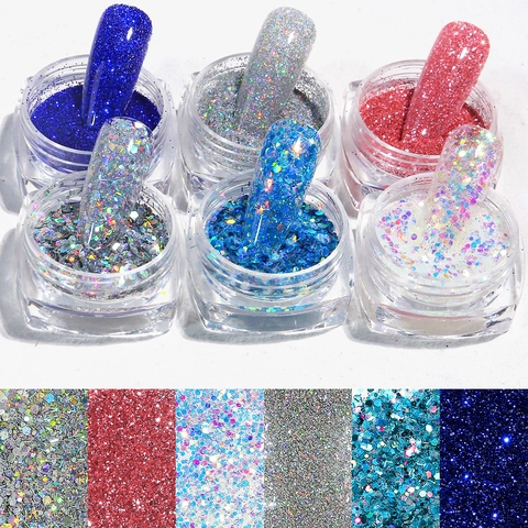 Nail Art Glitter Sequins Iridescent Holographic Mixed Colors Shining Manicure Decoration Kit