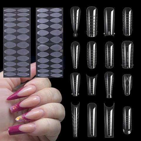 Forme Duali Per Estensione Unghie Trasparenti Stampo In Plastica Riutilizzabile Con Scala Per Manicure Fai Da Te