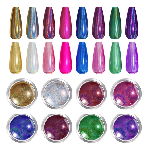 Nail Chrome Powder Holographic Laser Mirror Effect Pigment Shimmering Decoration For DIY Manicure Accessories