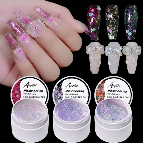 Festes Aufbau Nagelgel Glitzer Pailletten Nicht Klebend Verlängerungsgel Dreidimensionale Skulptur UV LED Nagelkunst