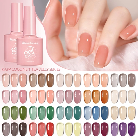 Ice Translucent Gel Nail Polish Semi Transparent Nude Jelly Series Natural Resin Salon Home Manicure High Gloss