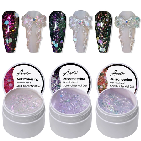 Festes Aufbau Nagelgel Glitzer Pailletten Nicht Klebend Verlängerungsgel Dreidimensionale Skulptur UV LED Nagelkunst