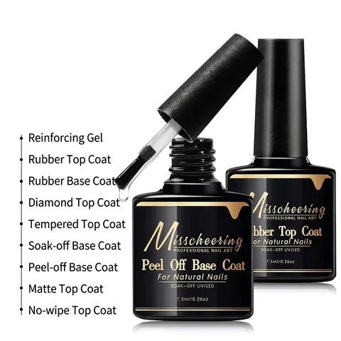 Functional Nail Gel Base Coat And No Wipe Top Coat Soak Off UV LED Cured Reinforcement Matte Tempered Finish