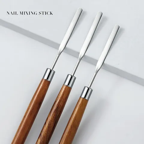 Bastoncino Miscelatore Professionale Per Nail Art Manico In Legno Di Noce Spatola In Acciaio Inossidable Per Palette