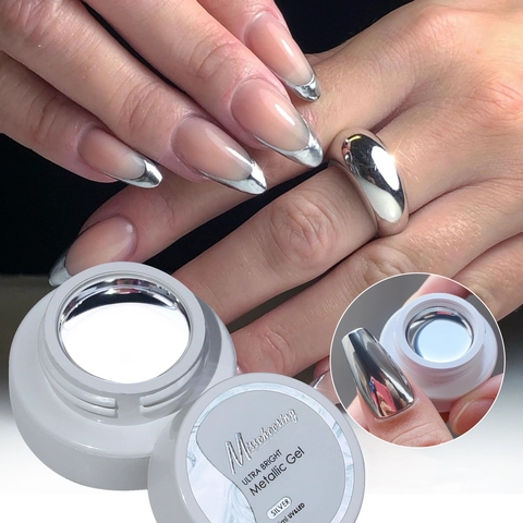 Mirror Metallic Gel Polish For Nail Art Silver Gold High Gloss UV LED Cured Drawing Painting Lacquer For Women