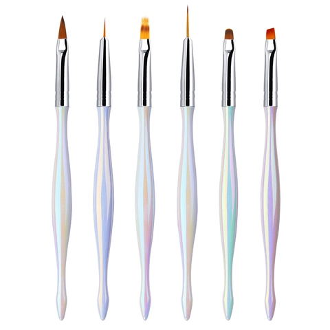 Professional Nail Art Brushes Iridescent Aurora Handle Detailing Painting Drawing Liner Design Manicure Tools