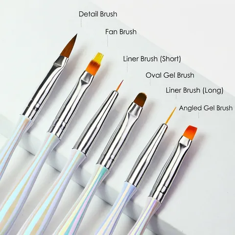 Professional Nail Art Brushes Iridescent Aurora Handle Detailing Painting Drawing Liner Design Manicure Tools