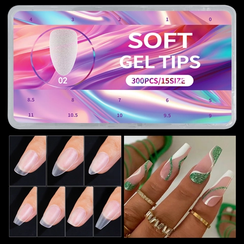 Juego de Puntas de Uñas de Gel Suave Mate Ultrafinas Sin Costuras Cobertura Completa Uñas Postizas Mate para Mujer Herramienta de Manicura