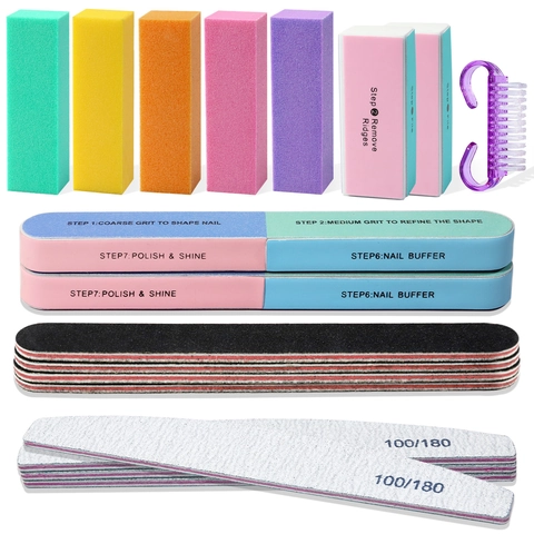 Professional Nail Art Care Tools Sandpaper Nail Files Polishing Buffers Blocks Cleaning Brush Manicure Accessories