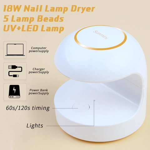 Mini Lampada Per Unghie LED UV Portatile Luce Di Polimerizzazione Per Smalto Gel Alimentata Tramite USB Modalità Doppio Timer