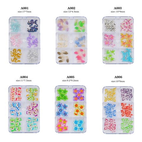 Ciondoli Per Nail Art In Resina Forme Miste Farfalla Fiore Serpente Piuma Per Decorazione Manicure DIY Accessori Colorati