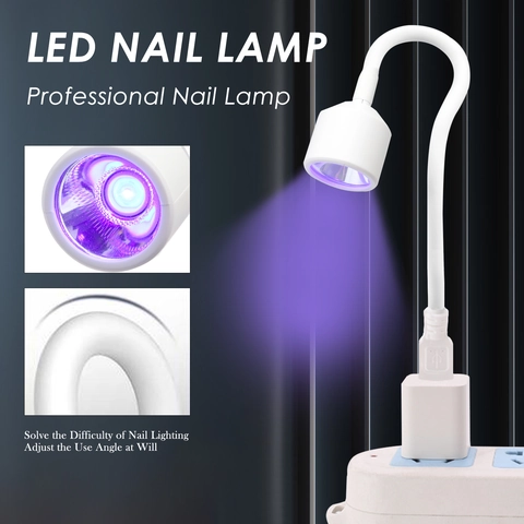 Mini Lámpara De Uñas UV LED USB Cuello De Cisne Flexible Luz De Fototerapia De Manicura Portátil Para Esmalte De Gel