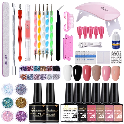 Professionele Manicure Kit Met UV LED Lamp Gellak Base Top Coat Nagelgereedschap DIY Salon Kwaliteit Voor Vrouwen