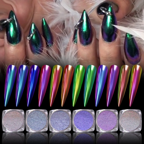 Polvere Per Unghie Camaleonte Effetto Specchio Cromato Pigmento Aurora Cambio Di Colore Ottico Lucentezza Metallica Per Decorazione Unghie