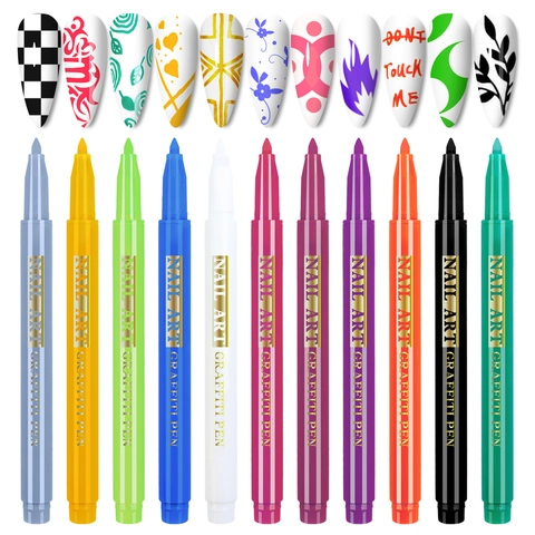 Nail Art Graffiti Pen For DIY Painting Drawing Acrylic Waterproof Quick Dry Manicure Beauty Marker Tool